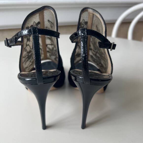 JIMMY CHOO Maylen Suede Floral Lace Black Sling back Bootie 4" Heels EU 39 - Picture 8 of 8